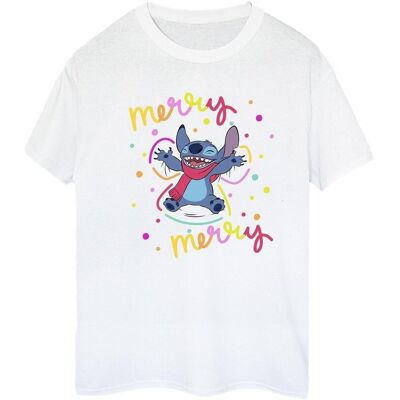 Disney Damska / Damska Koszulka Lilo & Stitch Merry Rainbow Cotton Boyfriend T-Shirt (Xxxxxs / Ciepły Biały) Disney Damska / Damska Koszulka Lilo & Stitch Merry Rainbow Cotton Boyfriend T-Shirt (Xxxxxs / Ciepły Biały)