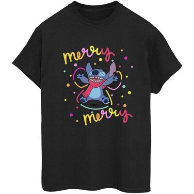 Disney Damska / Damska Koszulka Lilo & Stitch Merry Rainbow Cotton Boyfriend T-Shirt (Xxxxxs / Czarny) Disney Damska / Damska Koszulka Lilo & Stitch Merry Rainbow Cotton Boyfriend T-Shirt (Xxxxxs / Czarny)