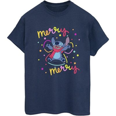 Disney Damska / Damska Koszulka Lilo & Stitch Merry Rainbow Cotton Boyfriend T-Shirt (Xxxxxs / Granatowy) Disney Damska / Damska Koszulka Lilo & Stitch Merry Rainbow Cotton Boyfriend T-Shirt (Xxxxxs / Granatowy)