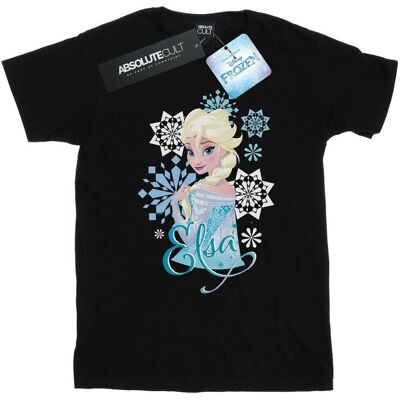 Disney Koszulka Damska / Damska Frozen Elsa Snowflakes Cotton Boyfriend T-Shirt (3XL / Czarny) Disney Koszulka Damska / Damska Frozen Elsa Snowflakes Cotton Boyfriend T-Shirt (3XL / Czarny)