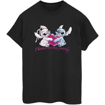 Disney Koszulka Damska / Damska Lilo And Stitch Ohana Heart With Angel Cotton Boyfriend T-Shirt (3XL / Czarny) Disney Koszulka Damska / Damska Lilo And Stitch Ohana Heart With Angel Cotton Boyfriend T-Shirt (3XL / Czarny)