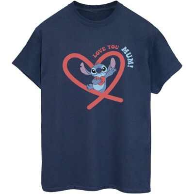 Disney Koszulka Damska / Damska Lilo & Stitch Love You Mum Cotton Boyfriend T-Shirt (3XL / Granatowy) Disney Koszulka Damska / Damska Lilo & Stitch Love You Mum Cotton Boyfriend T-Shirt (3XL / Granatowy)