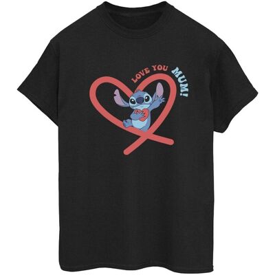 Disney Koszulka Damska / Damska Lilo & Stitch Love You Mum Cotton Boyfriend T-Shirt (M / Czarny) Disney Koszulka Damska / Damska Lilo & Stitch Love You Mum Cotton Boyfriend T-Shirt (M / Czarny)