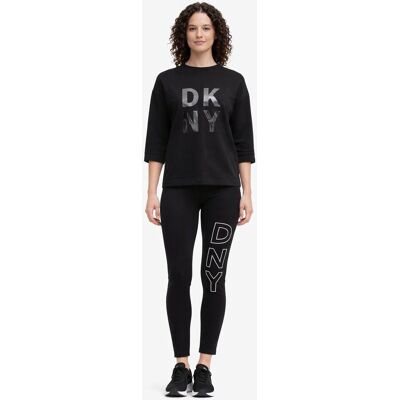 DKNY CZARNA BLUZA Z POŁYSKUJĄCYM NADRUKIEM I RĘKAWEM 3 4 XS I4A DKNY CZARNA BLUZA Z POŁYSKUJĄCYM NADRUKIEM I RĘKAWEM 3 4 XS I4A