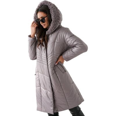 Paker Długi elegancki pikowany płaszcz damski zimowy ocieplany MARIA-48 Paker Długi elegancki pikowany płaszcz damski zimowy ocieplany MARIA-48