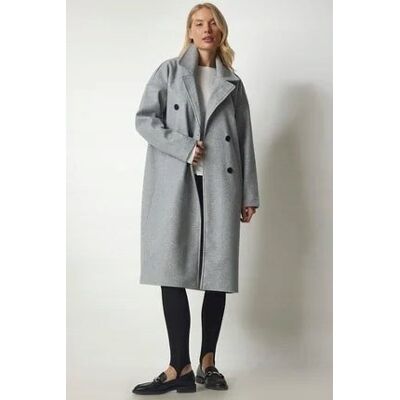 Inny producent DŁUGI SZARY DWURZĘDOWY PŁASZCZ DAMSKI Z KLAPAMI 100% POLIESTER 40 5GA* Inny producent DŁUGI SZARY DWURZĘDOWY PŁASZCZ DAMSKI Z KLAPAMI 100% POLIESTER 40 5GA*