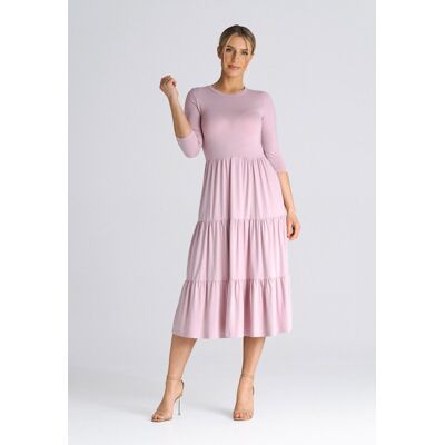 FIGL Dopasowana sukienka z falbanami - sukienka różowa - rozmiar XL FIGL Dopasowana sukienka z falbanami - sukienka różowa - rozmiar XL