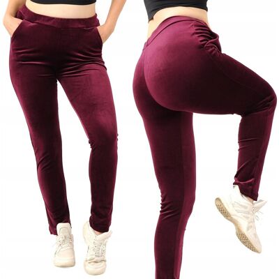 LAEMI Dresy damskie Spodnie dresowe Welurowe PRODUKT POLSKI Bordowe 3XL LAEMI Dresy damskie Spodnie dresowe Welurowe PRODUKT POLSKI Bordowe 3XL