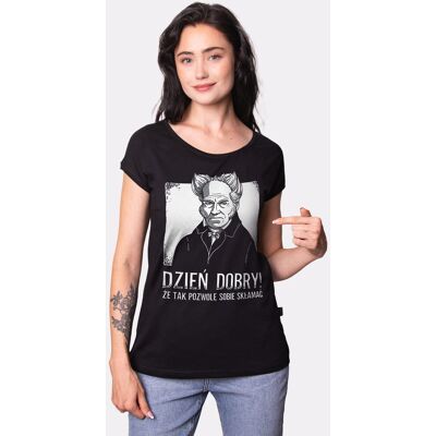 Nadwyraz.com Dzień Dobry / Schopenhauer / Koszulka Damska / Czarna Nadwyraz.com Dzień Dobry / Schopenhauer / Koszulka Damska / Czarna