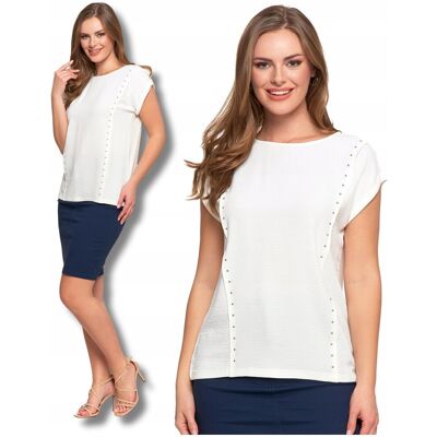Elegancka Bluzka Damska z Dekoracyjnymi Dżetami Modna Koszulka MORAJ XXL Elegancka Bluzka Damska z Dekoracyjnymi Dżetami Modna Koszulka MORAJ XXL
