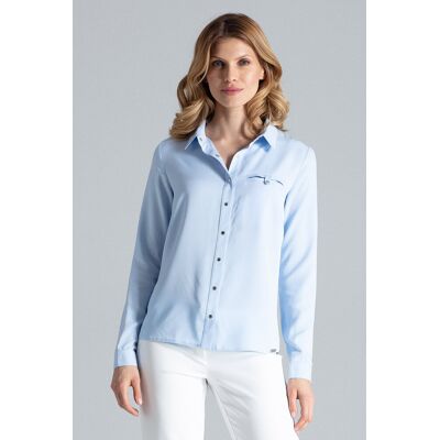 FIGL Elegancka koszula damska do pracy z długim rękawem 100% wiskoza regular fit - M581, błękitna, XL FIGL Elegancka koszula damska do pracy z długim rękawem 100% wiskoza regular fit - M581, błękitna, XL