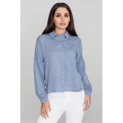 FIGL Elegancka KOSZULA damska RĘKAWY KIMONO guziki niebieska S/M FIGL Elegancka KOSZULA damska RĘKAWY KIMONO guziki niebieska S/M