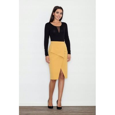 FIGL Elegancka SPÓDNICA o asymetrycznym kroju żółta S FIGL Elegancka SPÓDNICA o asymetrycznym kroju żółta S