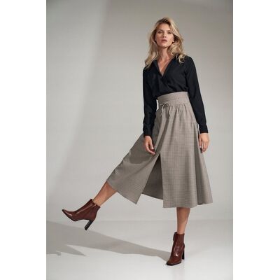 FIGL Elegancka SPÓDNICA W KRATKĘ z marszczeniami WYSOKI STAN XL FIGL Elegancka SPÓDNICA W KRATKĘ z marszczeniami WYSOKI STAN XL