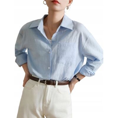 Inny producent Elegancka Stylowa Modna Koszula Damska Guziki Luźna Niebieska Blue L Inny producent Elegancka Stylowa Modna Koszula Damska Guziki Luźna Niebieska Blue L
