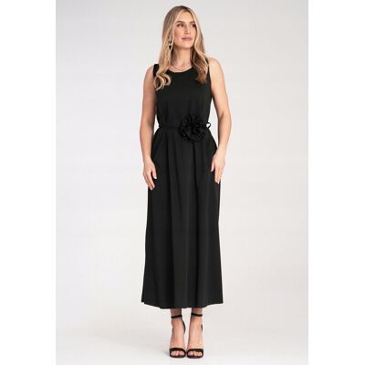 FIGL Elegancka sukienka bez rękawów Sukienka z różą Czarna M1191 UNI FIGL Elegancka sukienka bez rękawów Sukienka z różą Czarna M1191 UNI
