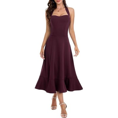 Inny producent Elegancka Sukienka Letnia Koktajlowa Midi Suknia Wieczorowa Bordowa S Inny producent Elegancka Sukienka Letnia Koktajlowa Midi Suknia Wieczorowa Bordowa S