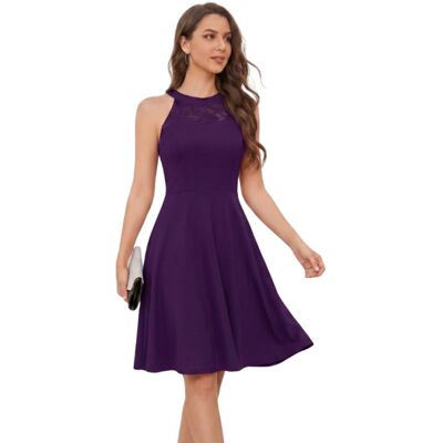 Inny producent Elegancka Sukienka Midi Koktajlowa Wieczorowa Koronkowa Fioletowa 3XL Inny producent Elegancka Sukienka Midi Koktajlowa Wieczorowa Koronkowa Fioletowa 3XL