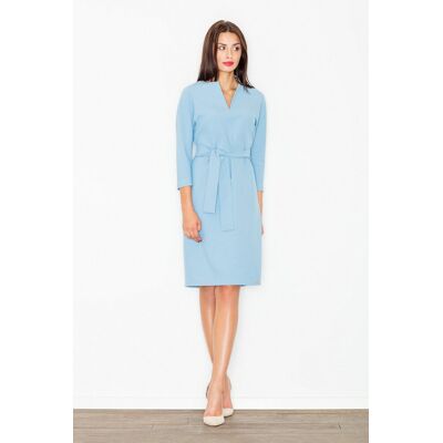 FIGL Elegancka SUKIENKA prosta z dekoltem w V Niebieska L FIGL Elegancka SUKIENKA prosta z dekoltem w V Niebieska L