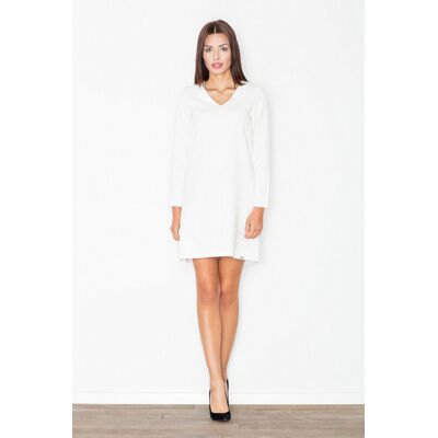 FIGL Elegancka SUKIENKA rozkloszowana dekolt w V Ecru L FIGL Elegancka SUKIENKA rozkloszowana dekolt w V Ecru L