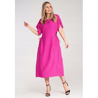 FIGL Elegancka sukienka trapezowa Prosta sukienka midi Fuksja M1183 UNI FIGL Elegancka sukienka trapezowa Prosta sukienka midi Fuksja M1183 UNI
