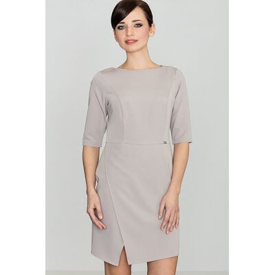 FIGL Elegancka sukienka z asymetrycznym dołem Beżowa S FIGL Elegancka sukienka z asymetrycznym dołem Beżowa S