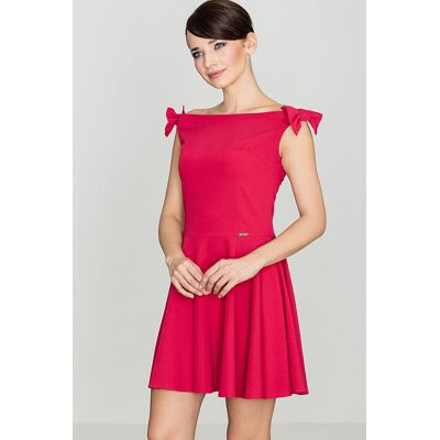 FIGL Elegancka sukienka z dekoltem w łódkę - sukienka z kokardkami - czerwona - rozmiar L FIGL Elegancka sukienka z dekoltem w łódkę - sukienka z kokardkami - czerwona - rozmiar L