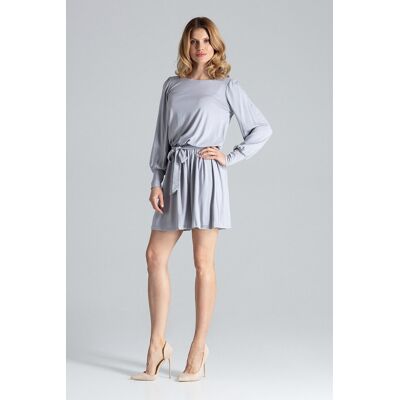 FIGL Elegancka SUKIENKA z wiskozy wiązana w pasie Szara S/M FIGL Elegancka SUKIENKA z wiskozy wiązana w pasie Szara S/M