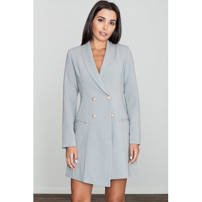 FIGL Elegancka SUKIENKA żakietowa dwurzędowe zapięcie Szary S FIGL Elegancka SUKIENKA żakietowa dwurzędowe zapięcie Szary S