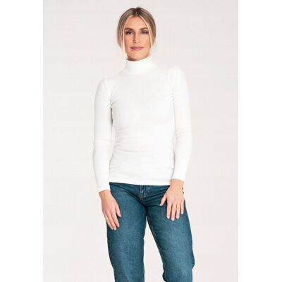 FIGL Elegancki damski golf bluzka - sweter golf damski - M1058 Ecru r. S FIGL Elegancki damski golf bluzka - sweter golf damski - M1058 Ecru r. S