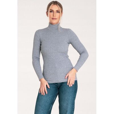 FIGL Elegancki damski golf bluzka - sweter golf damski - M1058 Szary r. S FIGL Elegancki damski golf bluzka - sweter golf damski - M1058 Szary r. S