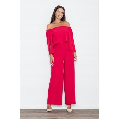 FIGL Elegancki KOMBINEZON w stylu Hiszpańskim ODKRYTE RAMIONA czerwony M FIGL Elegancki KOMBINEZON w stylu Hiszpańskim ODKRYTE RAMIONA czerwony M