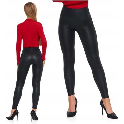 Eleganckie Legginsy Damskie Getry W Imitujące Skórę Wysoki Stan Moraj L Eleganckie Legginsy Damskie Getry W Imitujące Skórę Wysoki Stan Moraj L