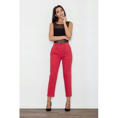 FIGL ELEGANCKIE spodnie damskie CYGARETKI W KANT PROSTE NOGAWKI czerwone XL FIGL ELEGANCKIE spodnie damskie CYGARETKI W KANT PROSTE NOGAWKI czerwone XL