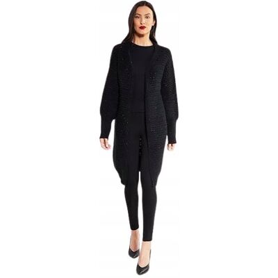 Inny producent Faina Czarny Sweter Damski Ażurowy Kardigan Długi M/l Jxa Inny producent Faina Czarny Sweter Damski Ażurowy Kardigan Długi M/l Jxa