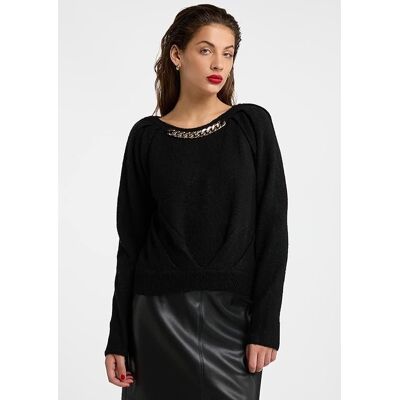 Inny producent Faina Sweter Damski Czarny z Łańcuchem Xs/s Jhe Inny producent Faina Sweter Damski Czarny z Łańcuchem Xs/s Jhe