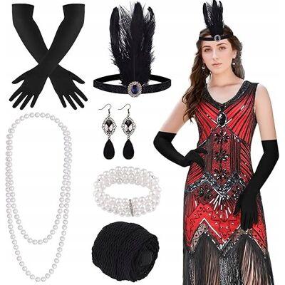 Inny producent FEPITO Retro LATA 20-ste Sukienka damska +akcesoria Vintage M FLAPPER Inny producent FEPITO Retro LATA 20-ste Sukienka damska +akcesoria Vintage M FLAPPER