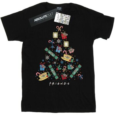 Friends Damska Bawełniana Koszulka Boyfriend Z Choinką Bożonarodzeniową (3XL / Czarny) Friends Damska Bawełniana Koszulka Boyfriend Z Choinką Bożonarodzeniową (3XL / Czarny)