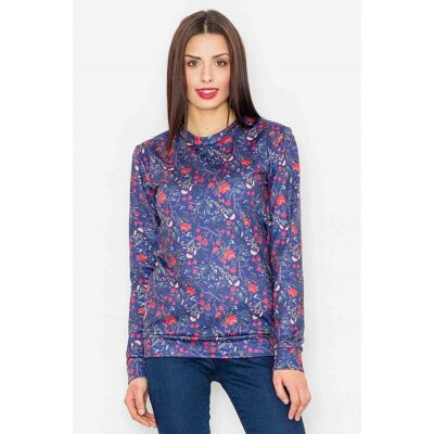 FIGL granatowa BLUZA damska dresowa ŚLISKA w kwiaty L FIGL granatowa BLUZA damska dresowa ŚLISKA w kwiaty L