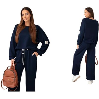 Kesi Granatowy komplet damski masełko bluza i spodnie Kesi Granatowy komplet damski masełko bluza i spodnie