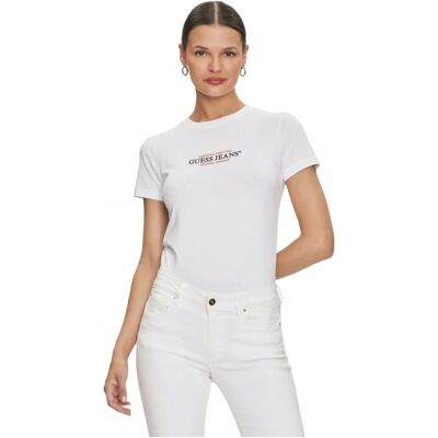 Guess Koszulka Damska T-Shirt Gj Ss Cn Slim American Biała R.Xs Guess Koszulka Damska T-Shirt Gj Ss Cn Slim American Biała R.Xs