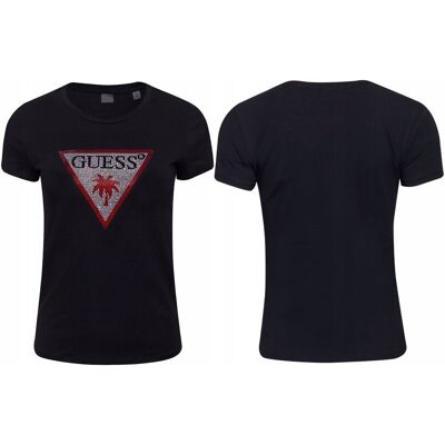 Guess KOSZULKA DAMSKA T-SHIRT TRIANGLE RHINESTONES CZARNA r.M Guess KOSZULKA DAMSKA T-SHIRT TRIANGLE RHINESTONES CZARNA r.M
