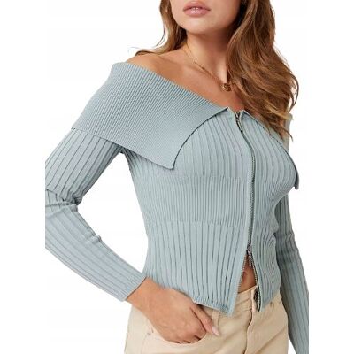 Guess Sweter Damski Zamek Kobiecy Wzór Żebrowany Niebieski M Gma Guess Sweter Damski Zamek Kobiecy Wzór Żebrowany Niebieski M Gma