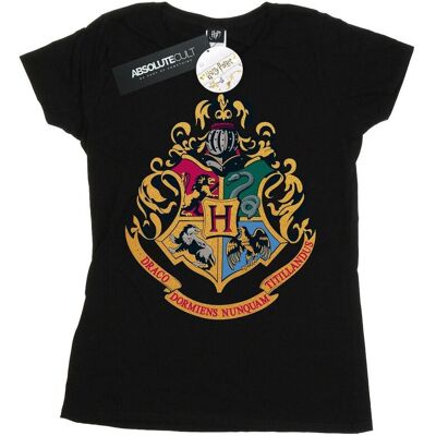 Harry Potter Damska Bawełniana Koszulka Z Herbem Hogwartu W Kolorze Złotego Atramentu (S (52-55 Cm) / Czarny) Harry Potter Damska Bawełniana Koszulka Z Herbem Hogwartu W Kolorze Złotego Atramentu (S (52-55 Cm) / Czarny)