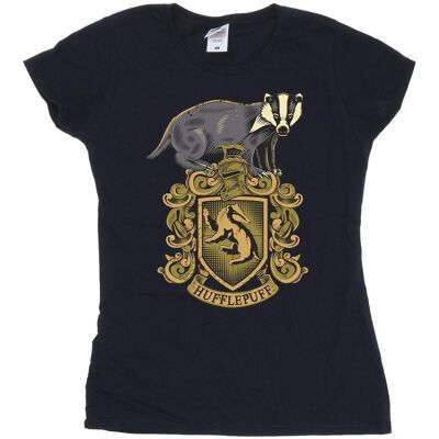 Harry Potter Damska Bawełniana Koszulka Z Herbem Hufflepuffu (S (52-55 Cm) / Granatowy) Harry Potter Damska Bawełniana Koszulka Z Herbem Hufflepuffu (S (52-55 Cm) / Granatowy)