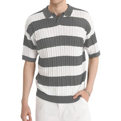 Inny producent HYPESTFIT Męska Koszulka Polo Krótki Rękaw Elegancka w Paski Szara L Inny producent HYPESTFIT Męska Koszulka Polo Krótki Rękaw Elegancka w Paski Szara L