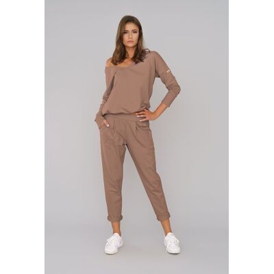 Italian Fashion Komplet damski dresowy KARINA długie spodnie długi rękaw camel - L Italian Fashion Komplet damski dresowy KARINA długie spodnie długi rękaw camel - L