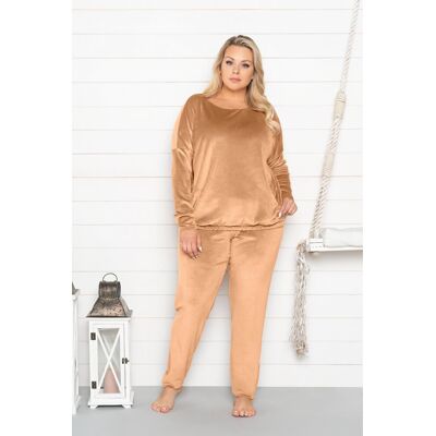 Italian Fashion Komplet damski JUGA długi rękaw długie spodnie camel - XXL Italian Fashion Komplet damski JUGA długi rękaw długie spodnie camel - XXL