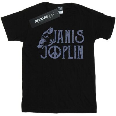 Janis Joplin Damska Bawełniana Koszulka Typu Boyfriend Z Logo (XXL (193cm) / Czarny) Janis Joplin Damska Bawełniana Koszulka Typu Boyfriend Z Logo (XXL (193cm) / Czarny)