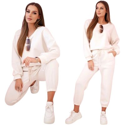 Kesi Jasny beżowy komplet dwuczęściowy damski bluza + spodnie MASEŁKO Kesi Jasny beżowy komplet dwuczęściowy damski bluza + spodnie MASEŁKO